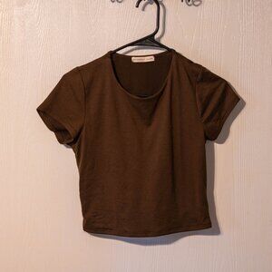 CLEARANCE Sincerely Jules | Brown Cropped Tee (No Size Tag) XS